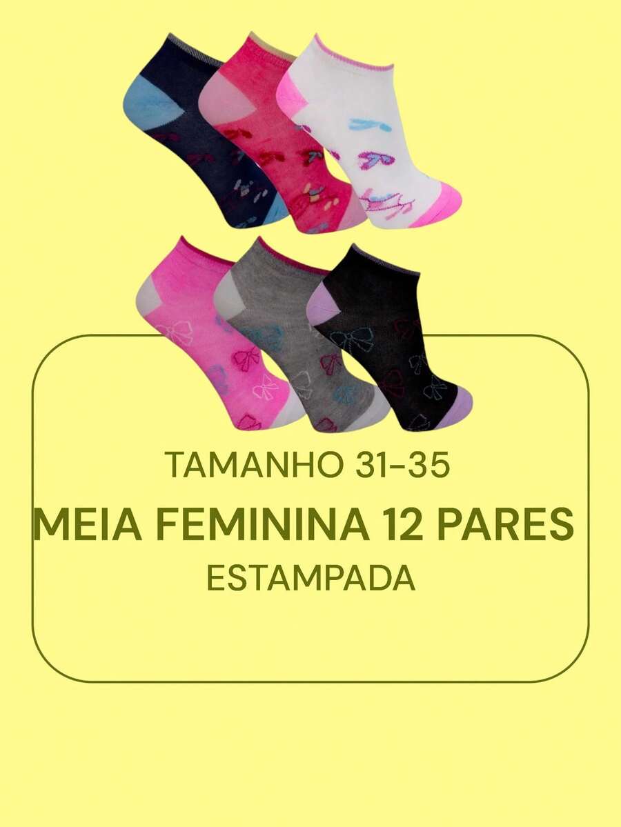 12 PAIRS WOMEN'S PRINTED SHORT SOCKS SIZE 31-35 - Nhiều màu - Xem 1