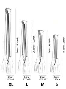 1pc Three-Line Thickened Stainless Steel Bbq Clip Baking Kitchen Gadget Steak Frying Clamp,Kitchen,Christmas Gift - Silver - View 2