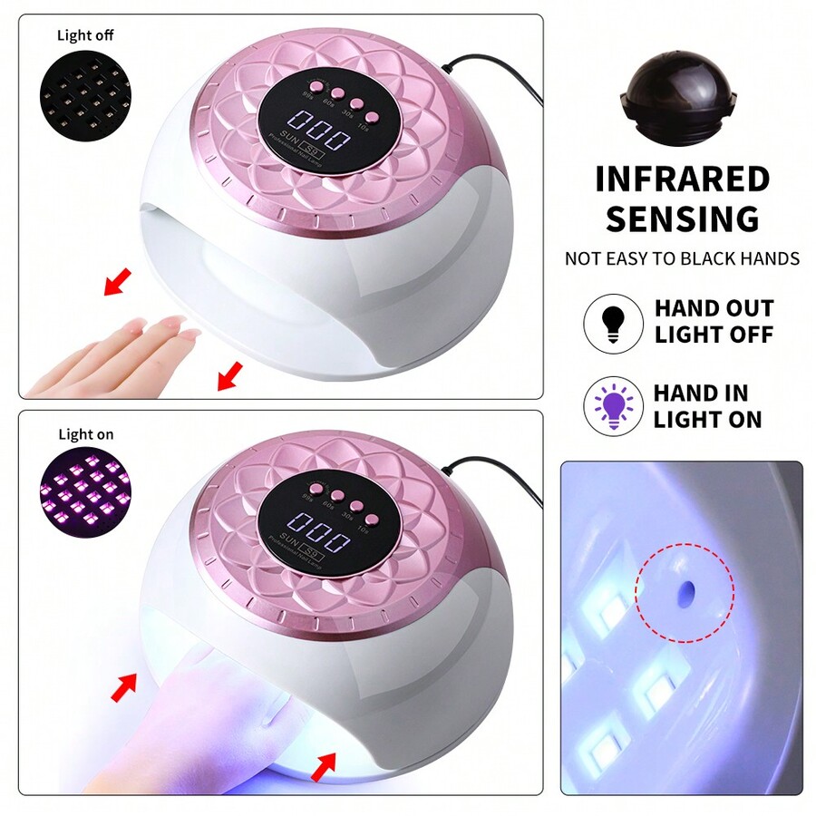UV LED Nail Lamp, Professional 57LED Gel Polish Curing Light With Auto