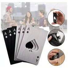 50 Abridores De Botellas De Acero Inoxidable Para Tarjetasa, Abrebotellas creativo Ace of Spades, abrebotellas metálico de acero inoxidable para cerveza, destornillador personalizado destornillador doméstico portátil - Negro - Ver 10