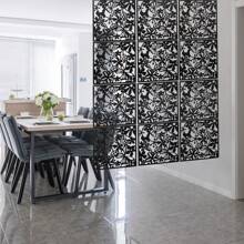 Wiszący parawan, 12-częściowy ekran panelowy do dekoracji pokoju/hotelu, dekoracyjna płyta ścienna - Czarne - Zobacz 2