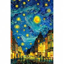 1 件梵高向日葵花朵星空艺术画海报印刷油画帆布画现代家居装饰礼物无框架 - 彩色 - 查看 20