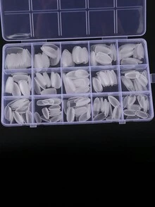 300 个/盒短杏仁指甲片，15 种尺寸哑光半覆盖丙烯酸凝胶假指甲片假指甲用品指甲延长片适用于假指甲 - 無色 - 查看 10