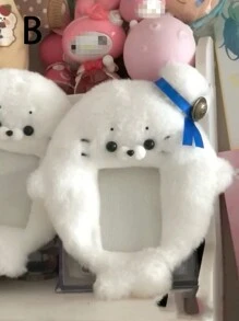 1 件装水泥猫毛绒卡夹和迷你照片展示架，可放置身份证和粉丝照片 - 彩色 - 查看 5