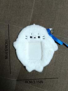 1 件装水泥猫毛绒卡夹和迷你照片展示架，可放置身份证和粉丝照片 - 彩色 - 查看 3
