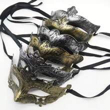 1 件复古平顶雕刻锯齿状王储公主半脸面具，希腊罗马风格 - 彩色 - 查看 2