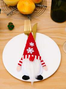1 件圣诞装饰餐具刀叉套，无面装饰，家庭餐桌装饰，矮人刀叉套最佳礼物 - 彩色 - 查看 10