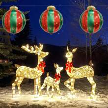 27英寸经典圣诞红绿条纹灯笼挂球，新年圣诞主题派对气氛装饰铝箔挂球 - 彩色 - 查看 8