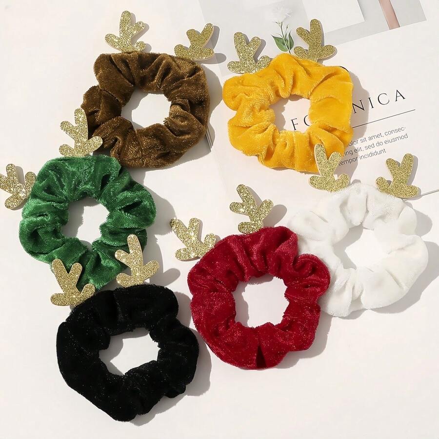 1 dây buộc tóc nhung hình tuần lộc dễ thương tối giản cho ngày Giáng sinh Phụ kiện tóc Quà tặng tốt nhất - Nhiều màu - Xem 1