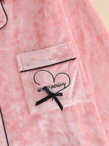 2 Stücke Damen Samt Pyjama Set, Kragen Knopf Langarm Top und lose bequeme Hose, elegante warme dicke Damen Nachtwäsche und Lounge-Kleidung