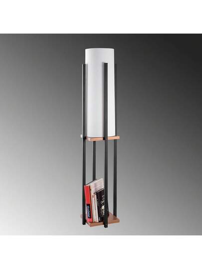 Well Home Vloer Lamp Medium Wit Shade Metal, Black/Copper Shelves, 25x25x13, E27 Socket. Free Shipping In 24/48h view 4