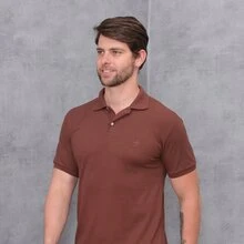 Men's Traditional Basic Horse Polo Shirt - 鏽棕色 - 查看 5