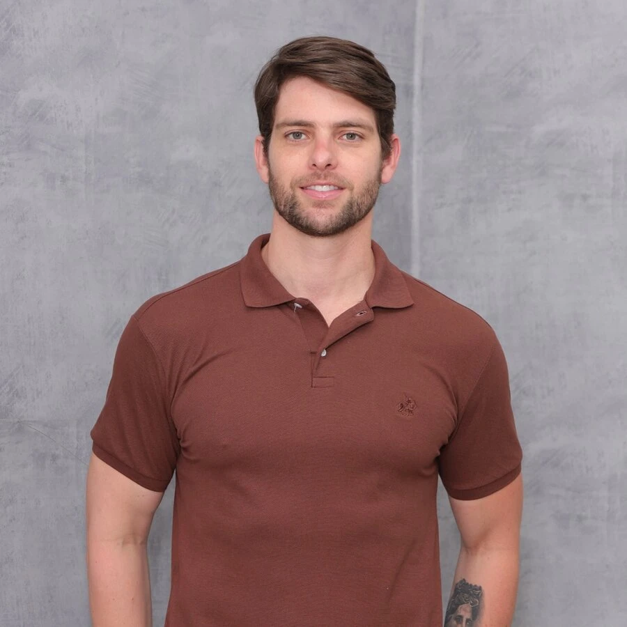 Men's Traditional Basic Horse Polo Shirt - 鏽棕色 - 查看 1