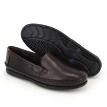 Men's Leather Moccasin Loafer Slipper Shoe - 咖啡棕 - 查看 3