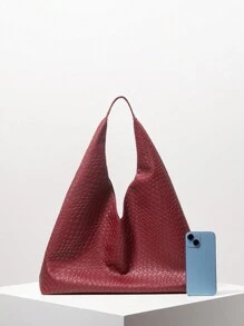 Túi xách đeo vai da giả dệt cổ điển dành cho nữ, Túi tote dung tích lớn, Túi đeo nách tối giản, Túi xách tay lớn kèm ví, Túi xác ướp, Túi kết hợp, Túi đi làm và túi mua sắm, Ví màu đỏ tía, Quà tặng Giáng sinh cho phụ nữ (Họa tiết ngẫu nhiên), Túi màu đỏ tía thời trang, Quà tặng Giáng sinh tuyệt vời nhất từ trước đến nay - Màu Đỏ Sâu - Xem 6