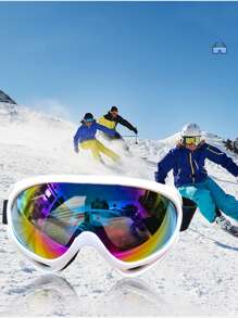 1 Kính trượt tuyết khung lớn mùa đông, dây đeo đàn hồi có thể điều chỉnh, kính cát chống tia cực tím, chống sương mù, chống bụi, chống gió, thích hợp cho lướt, trượt tuyết, đạp xe, phiêu lưu, xe máy, địa hình - Nhiều màu - Xem 6