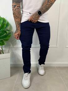 Kit 3 Men's Casual Skinny Jeans Plain New Release 2024 - 寶藍色 - 查看 10