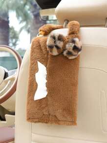 1pc Car Tissue Box Plush Car Seat Decoration Drawstring Box Car Tissue Bag - one-size - View 5