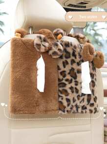1pc Car Tissue Box Plush Car Seat Decoration Drawstring Box Car Tissue Bag - one-size - View 2