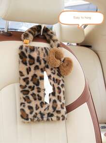 1pc Car Tissue Box Plush Car Seat Decoration Drawstring Box Car Tissue Bag - one-size - View 4