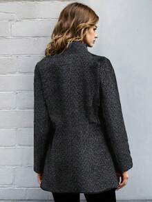 HOMEYEE Áo khoác cardigan blazer cổ ve dài tay có túi phong cách cổ điển, thanh lịch, giản dị, công sở cho nữ, mùa thu/đông - màu đen - Xem 5