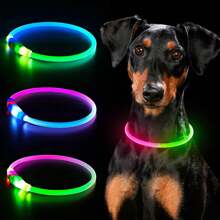 USB充电式发光狗项圈，双色LED狗项圈，可调节尺寸LED猫项圈，安全警示
