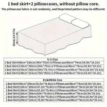 3pcs Ruffle Bed Skirt Set, Quilted Floral Print All Season Anti-Slip Bedding Set (1 Bed Skirt + 2 Pillowcases, No Filler)