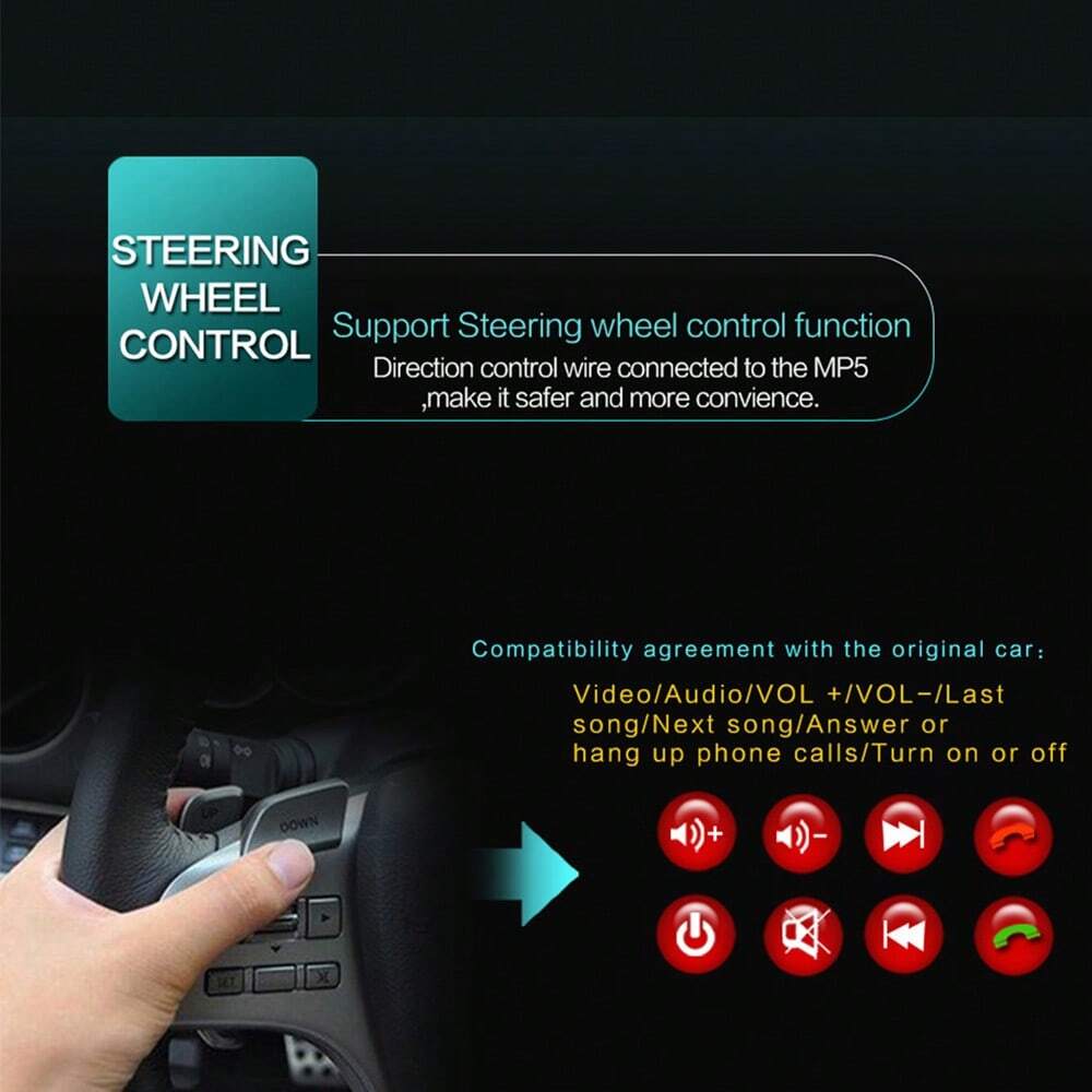 Bluetooth Single Din Car Stereo 7 Inch Retractable Touchscreen Car