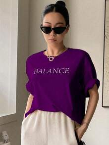 Unisex T-Shirt With Simple Minimalist Print ''Balance'' - Màu tím - Xem 4