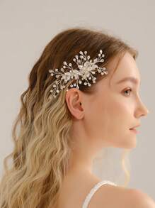 1 件装婚礼花童发夹新娘金属发饰水晶发夹新娘发饰适合女士和女孩 - 銀色 - 查看 1
