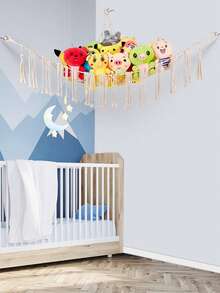 1 件手工绳编织网储物袋，墙壁装饰储物袋 - 米色 - 查看 5