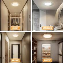 Rechargeable Ceiling Light, No Wiring Battery Operated Ceiling Light With Remote, Motion Sensor Dimmable Timing Motion Activated Overhead Shower Light For Bathroom Pantry Hallway Porch - 白色 - 查看 6