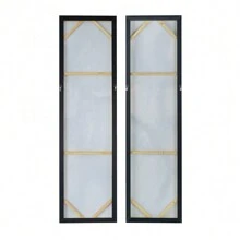 Set Of 2 Elongated Modern Abstract Oil Painting,, Rectangle Framed Wall Art, 20" X 71"