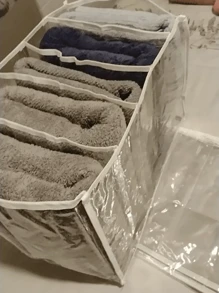 CM Costura Magica 3 XG 衣服收纳盒 40x30x30 - 适用于浴巾、床单、夹克 - 厚塑料 - 魔术缝纫 - 收纳蜂巢房间装饰家居装饰秋季装饰卧室装饰 - 無色 - 查看 4