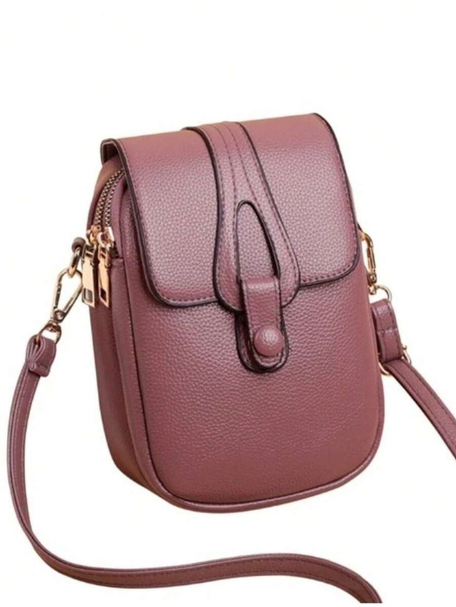 New Stylish Women Shoulder Cell Phone Bag, FASHION SHOPE - 乾枯玫瑰色 - 查看 1