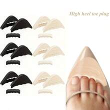 6 Pairs Of Reusable Toe Filler Inserts, Adjustable Toe Plugs For High-Heeled Shoes & Sponge Shoe Filler - Apricot - View 1