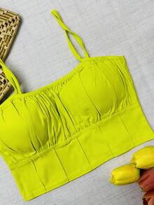 Cropped Bengaline With Padding/Women's Fashion - Màu xanh chanh - Xem 3
