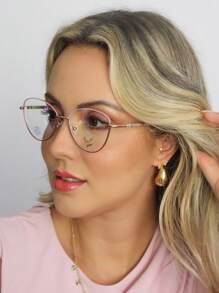 AMIA Women's Metal Eyeglass Frame With Rhinestones On The Temples Lenses With Blue Filter MOD 8621 - 紫丁香色 - 查看 2