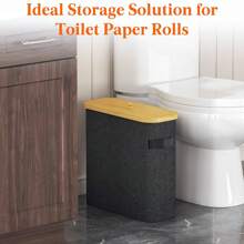 Giá để giấy vệ sinh bằng tre 30L có nắp và tay cầm, Giá để giấy vệ sinh đứng riêng biệt, đựng được 12 cuộn lớn, Hộp đựng đồ dùng phòng tắm - Nhiều màu - Xem 7