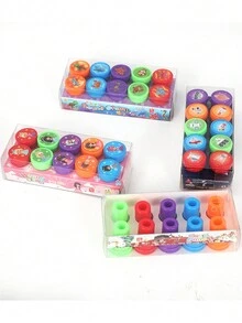 1pc Random Cute Stamp Set, Suitable For Teens Stationery & Toys, Includes Animal, Number And Letter Designs, Can Be Used For Stamp Printing, DIY Decoration, Suitable As Christmas, Thanksgiving, Birthday Gifts Or Small Accessories, Colors, Text, Patterns And Shapes Are Random. - Multicolor - View 6