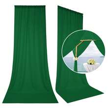 2 Pcs Christmas Backdrop Curtains For Photography Parties Birthday, Wrinkle Resistant Background Curtain Panels- Solid Party Wedding BackdropDecorations (10 Ft X 10 Ft, 2 Panels) - 獵人綠 - 查看 3