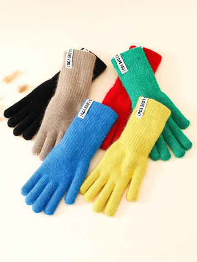 女士长款触屏手套一双，撞色设计，保暖防风，适合冬季骑行/驾驶