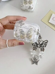 1 件蝴蝶壳纹理 TPU 防摔耳机盒，兼容 Apple 耳机型号 - 彩色 - 查看 3