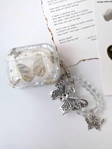 1 件蝴蝶壳纹理 TPU 防摔耳机盒，兼容 Apple 耳机型号 - 彩色 - 查看 1