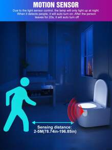 CanLing ضوء المرحاض LED RGB مع مستشعر حركة PIR مقاوم للماء IP65 بأوضاع وميض متعددة، إضاءة ملونة معلقة على غطاء المرحاض، إضاءة خلفية صغيرة، مصباح ليلي يعمل بالبطارية، إضاءة متغيرة الألوان لتغيير الأجواء في دورة المياه والحمام، هدية فريدة ومبتكرة لديكور المنزل