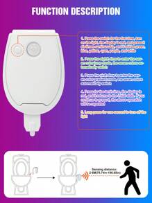 CanLing ضوء المرحاض LED RGB مع مستشعر حركة PIR مقاوم للماء IP65 بأوضاع وميض متعددة، إضاءة ملونة معلقة على غطاء المرحاض، إضاءة خلفية صغيرة، مصباح ليلي يعمل بالبطارية، إضاءة متغيرة الألوان لتغيير الأجواء في دورة المياه والحمام، هدية فريدة ومبتكرة لديكور المنزل