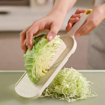 1pc Stainless Steel Vegetable Slicer & Grater, Vegetable Chopper & Fruit Slicer, Multifunctional Plastic Vegetable Slicer & Grater - Manual Food Cutter With Straight Blade For Cabbage, Onions & More - Durable Kitchen Gadget, Kitchen Gadget Essential