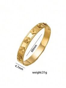 1 件不锈钢优雅花卉设计时尚手链，适合日常佩戴和送礼 - 手鐲 - 查看 4