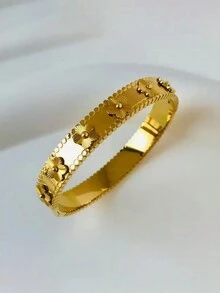 1 件不锈钢优雅花卉设计时尚手链，适合日常佩戴和送礼 - 手鐲 - 查看 3