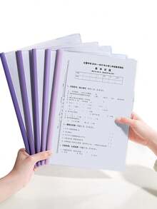 5 cái/bộ kẹp tài liệu hình giọt nước A4 trong suốt có thanh kéo, dung lượng lớn chèn trang trong suốt bằng nhựa thanh kéo kẹp tài liệu, kẹp phân loại sách một trang, thích hợp cho văn phòng và trường học - 5 màu tím - Xem 3